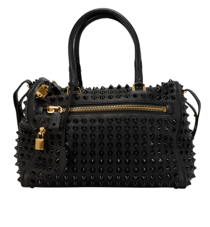 Studded Boston Bag, &pound;595, Handbags, Black, Leather, Front view
